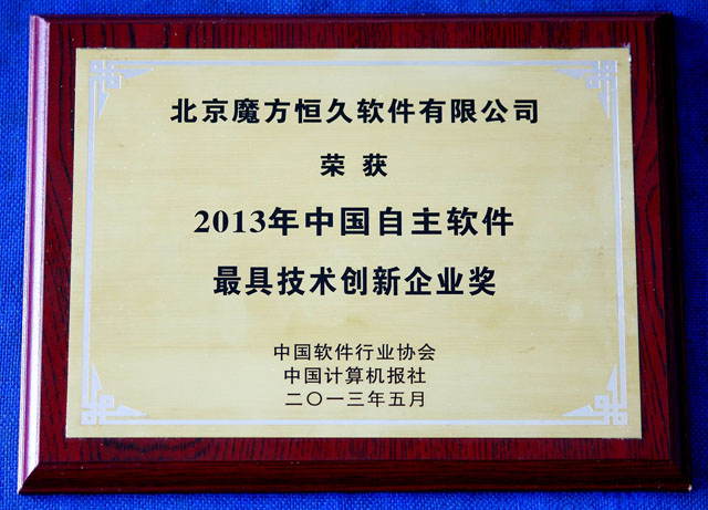 魔方恒久软件荣获2013年中国自主软件最具技术创新企业奖